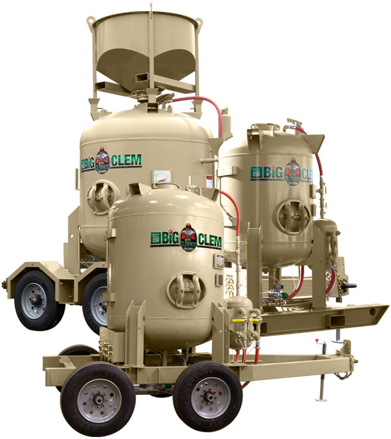 Three Pro-Series Big Clem Bulk Abrasive Blast Machines