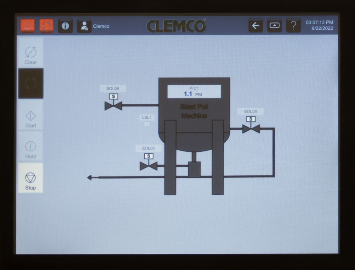 HMI screen, robot blasting, automated blasting systems, automated solutions